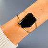 Black obsidian freeform faceted cuff bracelet