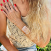 Large faceted rectangle crystal quartz cuff bracelet