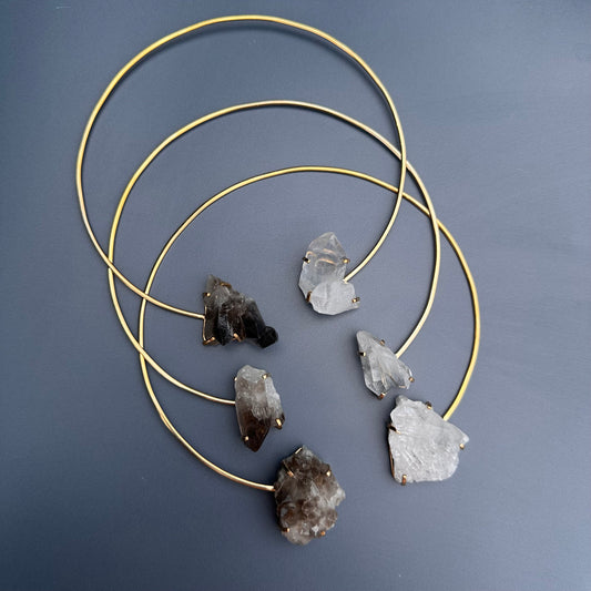 Smoky & crystal clusters choker