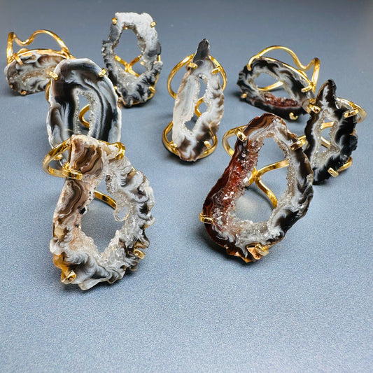 Druzy geode slice ring