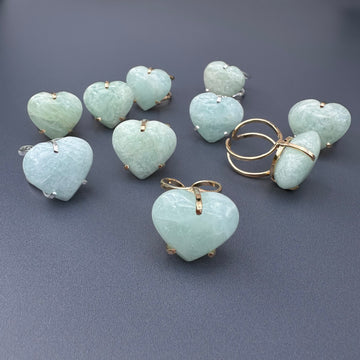 Aquamarine heart ring
