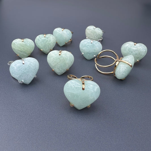Aquamarine heart ring