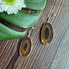 Brown agate slice hook drop earrings