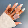 Druzy pink amethyst crystal cluster statement ring