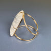 Large crystal smooth rectangle cabochon cuff bracelet