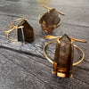 Freeform faceted bulky smoky quartz cuff bracelet