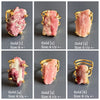 Raw pink tourmaline slice ring in matrix