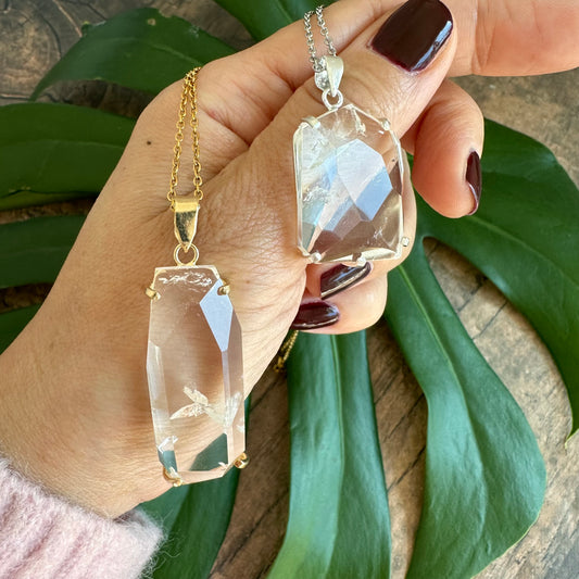 Freeform faceted crystal pendant