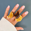 Druzy citrine crescent moon cluster ring