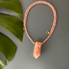 Rhodochrosite necklace with pink amethyst point connector