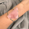 Chunky freeform faceted rose quartz statement cuff bracelet