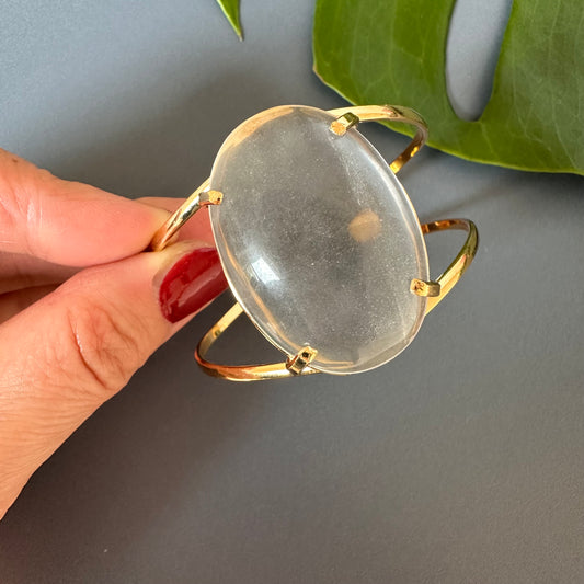 Clear crystal oval cuff bracelet