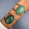 Green quartz oval cabochon cuff bracelet