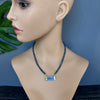 Blue kyanite connector beaded necklace