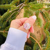 Raw pink tourmaline slice ring in matrix