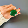 Malachite oval cabochon ring