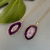 Purple agate slice pendant