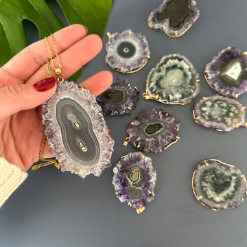 Large amethyst stalactite pendant