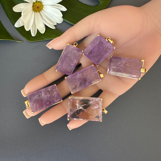 Amethyst rectangle pendant