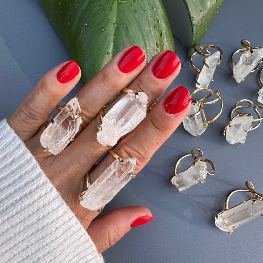 Lemurian crystal point ring