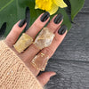 Freeform faceted rutilated quartz ring