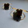 Black obsidian freeform faceted cuff bracelet
