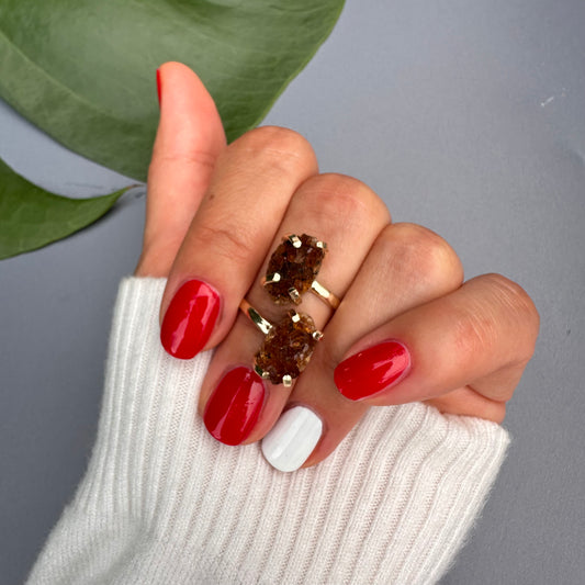 Duo druzy citrine ring