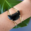 Black onyx crescent moon cuff bracelet