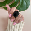 Freeform faceted black onyx ring