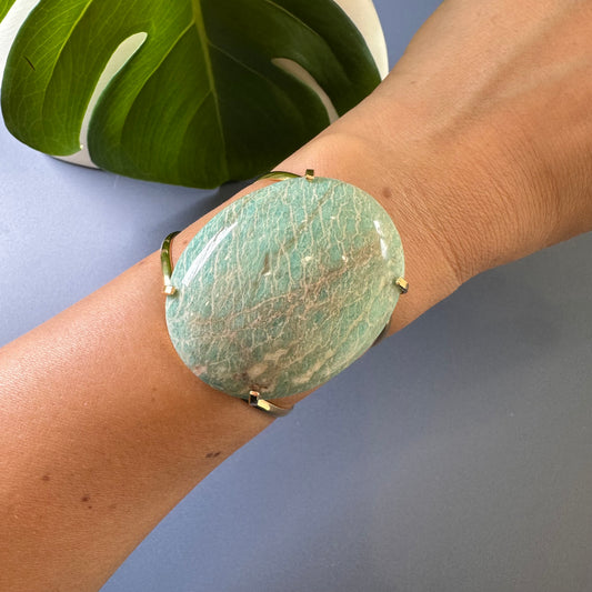 Amazonite oval cuff bracelet
