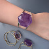 Purple amethyst hexagon cuff bracelet