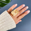 Golden healer faceted freeform chunky ring
