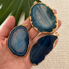 Blue agate slice pendant