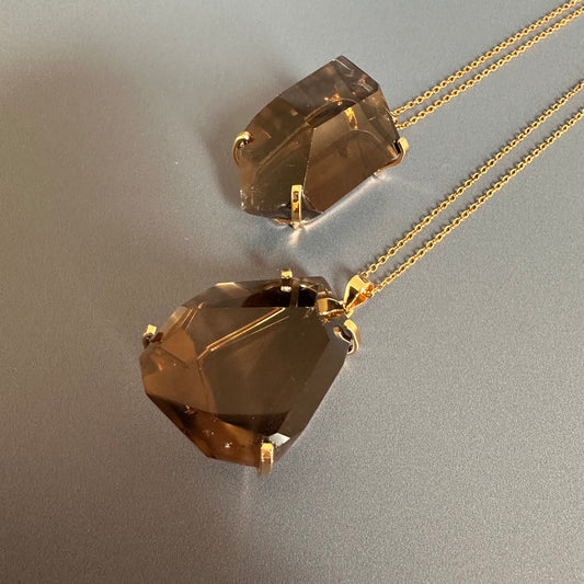 Freeform faceted smoky quartz pendant