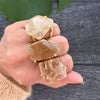 Freeform faceted rutilated quartz ring