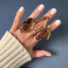 Chunky freeform faceted smoky quartz statement ring