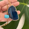 Blue agate slice pendant