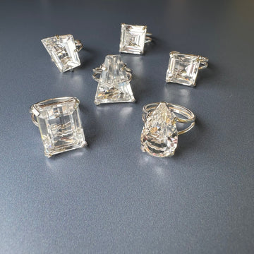 Crystal cut stone ring