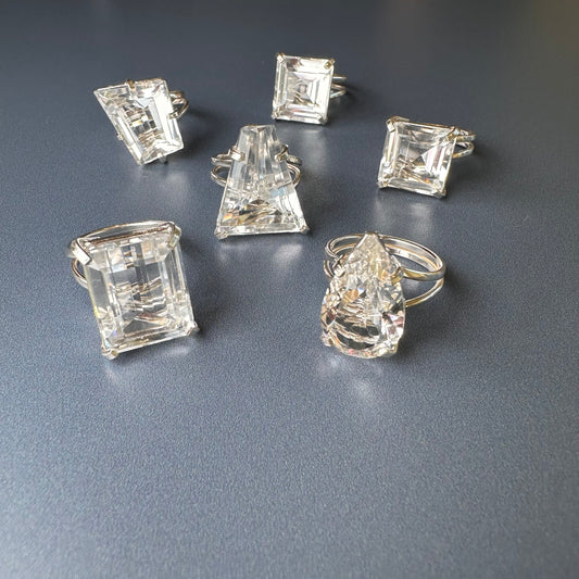 Crystal cut stone ring