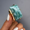 Larimar rectangle cabochon cuff ring