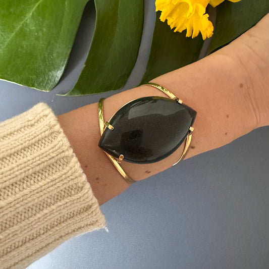 Black onyx marquise cuff bracelet