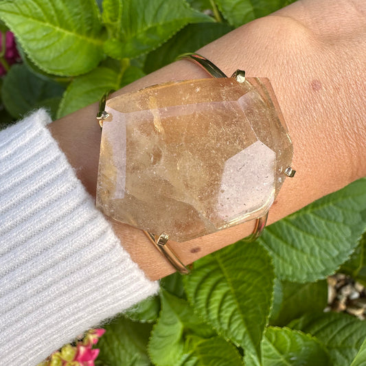 Freeform faceted citrine cuff bracelet