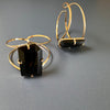 Black obsidian freeform faceted cuff bracelet