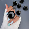 Black obsidian hexagon ring