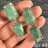 Chunky freeform faceted green quartz double drop dangle earrings