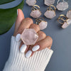 Rose quartz large hexagon ring