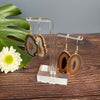 Brown agate slice hook drop earrings