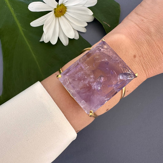 Amethyst rectangle cuff bracelet