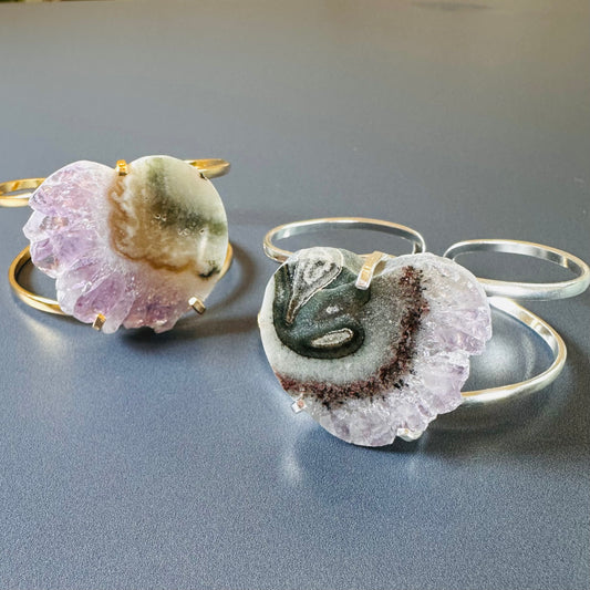 Amethyst slice heart bracet