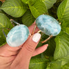 Larimar oval cabochon cuff bracelet